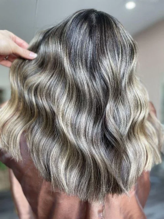 balayage brunette hair from behind